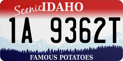 ID license plate 1A9362T