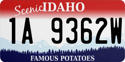 ID license plate 1A9362W