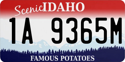 ID license plate 1A9365M