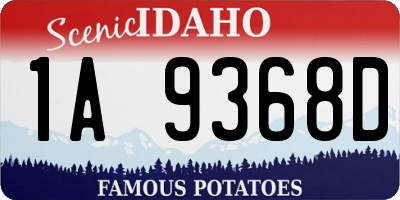 ID license plate 1A9368D