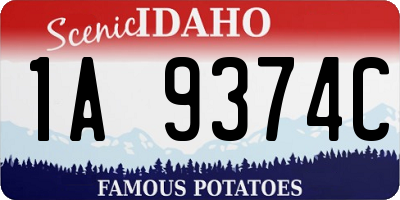 ID license plate 1A9374C