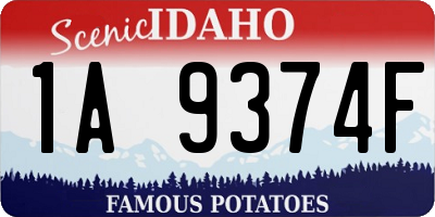 ID license plate 1A9374F