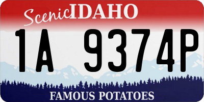 ID license plate 1A9374P