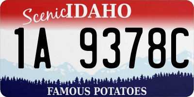 ID license plate 1A9378C