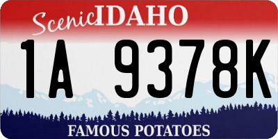 ID license plate 1A9378K