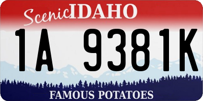 ID license plate 1A9381K