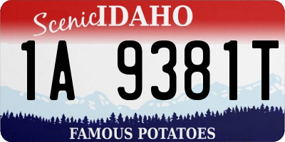 ID license plate 1A9381T