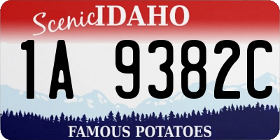 ID license plate 1A9382C