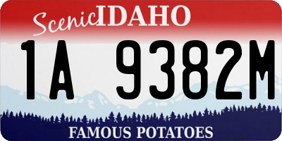 ID license plate 1A9382M