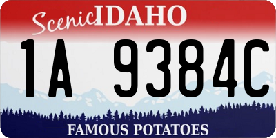 ID license plate 1A9384C