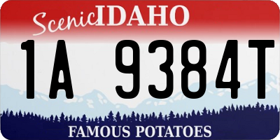 ID license plate 1A9384T