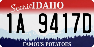 ID license plate 1A9417D