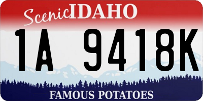 ID license plate 1A9418K