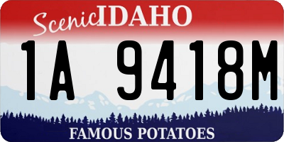 ID license plate 1A9418M