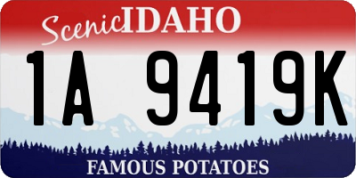 ID license plate 1A9419K