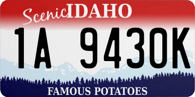 ID license plate 1A9430K