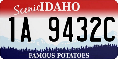 ID license plate 1A9432C