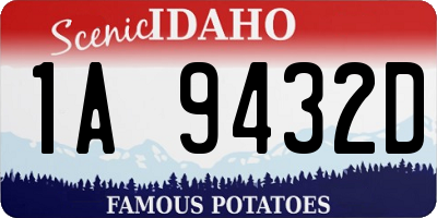ID license plate 1A9432D