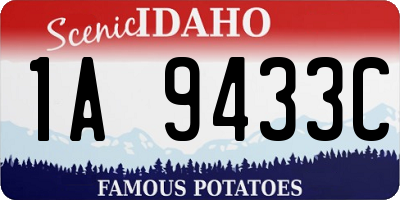 ID license plate 1A9433C