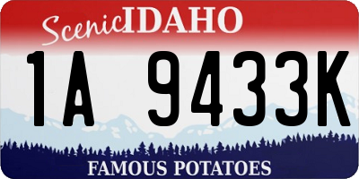 ID license plate 1A9433K