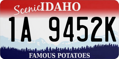 ID license plate 1A9452K