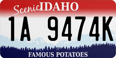 ID license plate 1A9474K