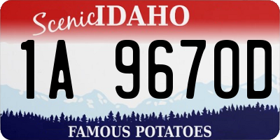 ID license plate 1A9670D