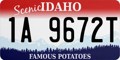 ID license plate 1A9672T