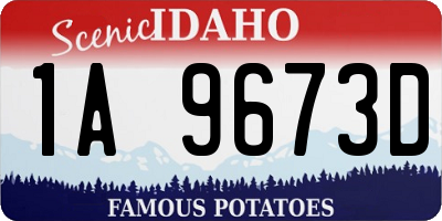 ID license plate 1A9673D