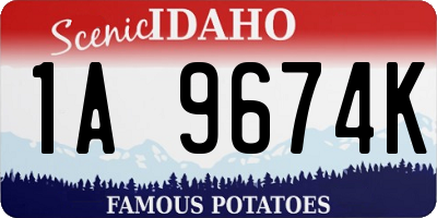 ID license plate 1A9674K