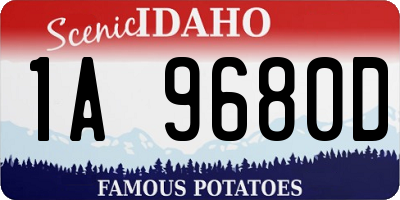 ID license plate 1A9680D