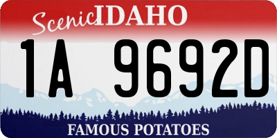 ID license plate 1A9692D