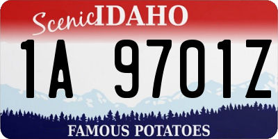 ID license plate 1A9701Z