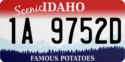 ID license plate 1A9752D