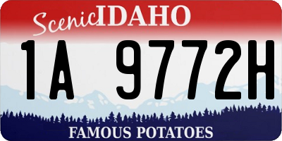 ID license plate 1A9772H