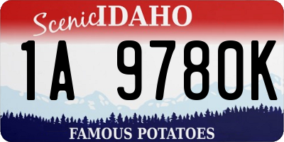 ID license plate 1A9780K