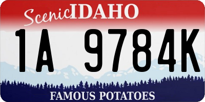 ID license plate 1A9784K
