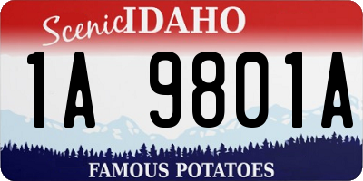 ID license plate 1A9801A