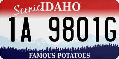 ID license plate 1A9801G