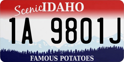 ID license plate 1A9801J