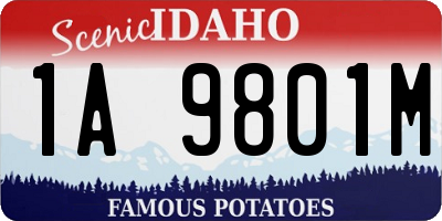 ID license plate 1A9801M