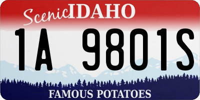 ID license plate 1A9801S