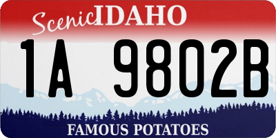 ID license plate 1A9802B