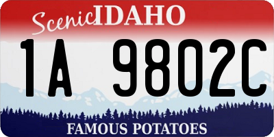 ID license plate 1A9802C
