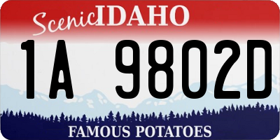 ID license plate 1A9802D