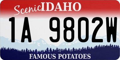 ID license plate 1A9802W