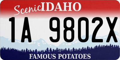 ID license plate 1A9802X