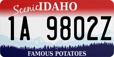 ID license plate 1A9802Z