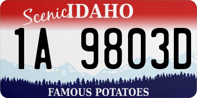 ID license plate 1A9803D