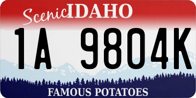 ID license plate 1A9804K